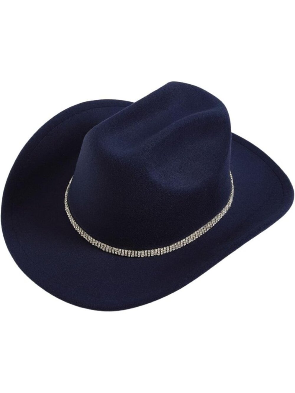 Women's Dark Blue Rhinestone Wide Rodeo Imported Cowgirl Western Cowboy Hat